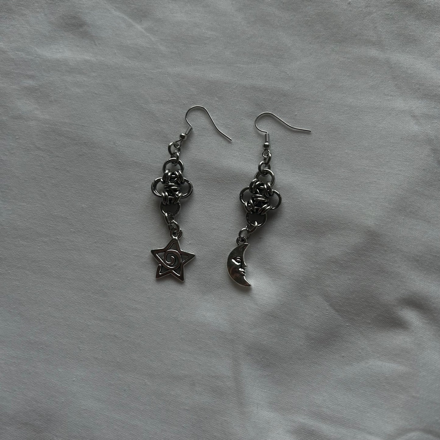 Chainmail celestial charm earrings