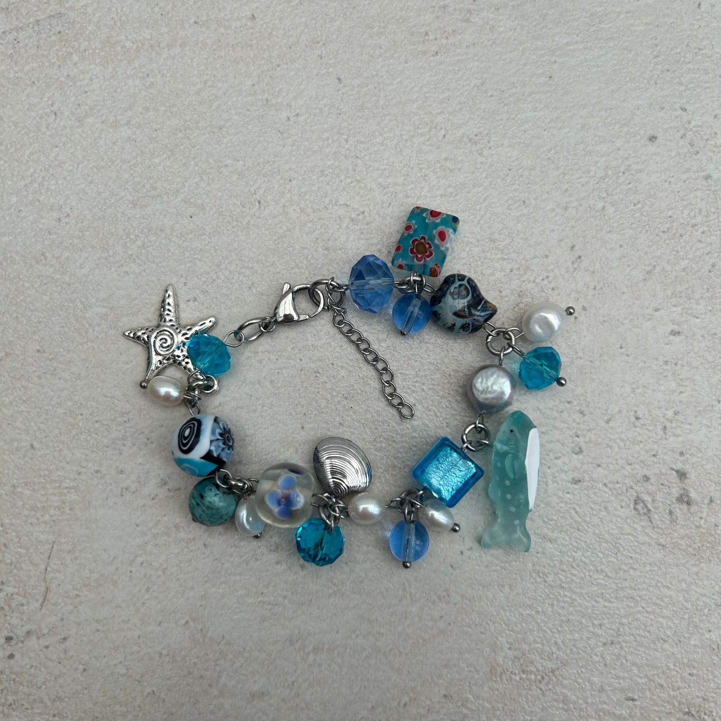 Blue whale shark cluster bracelet