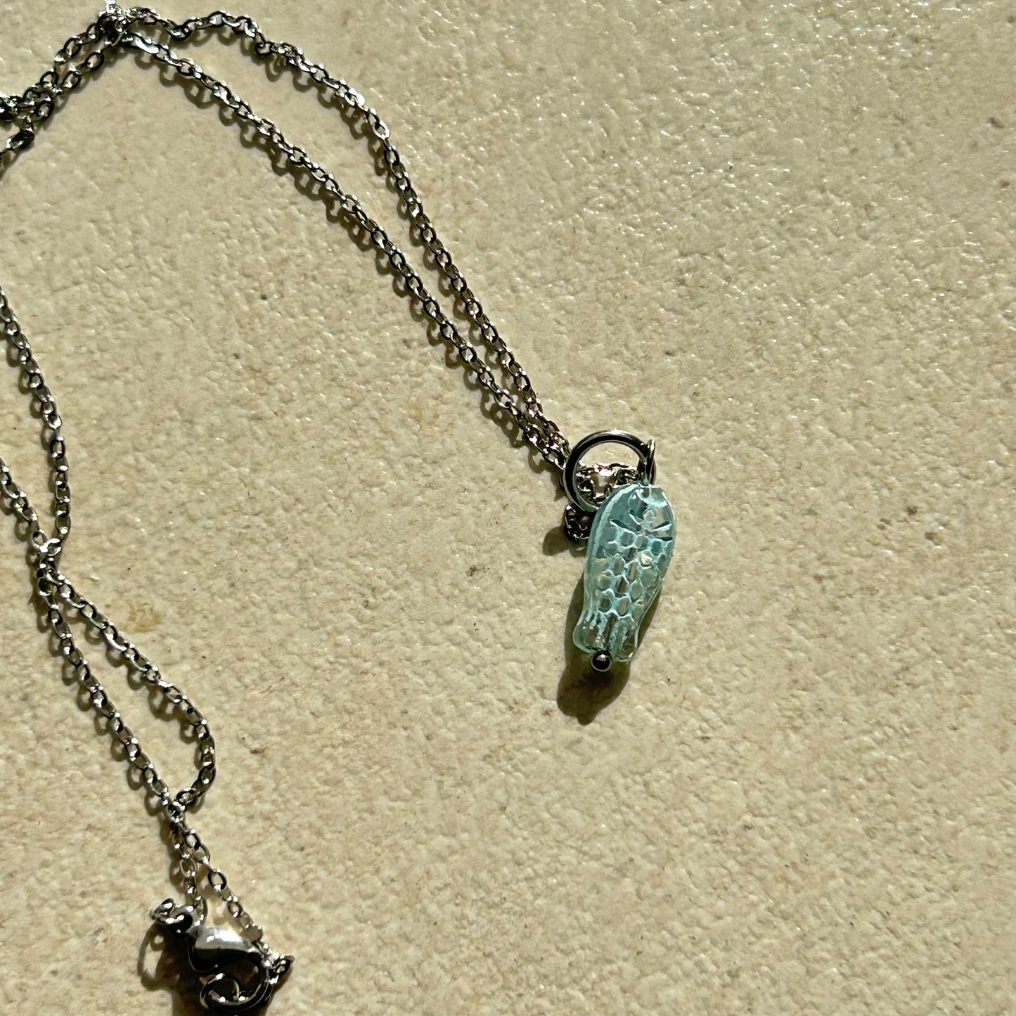 Blue mini fish necklace