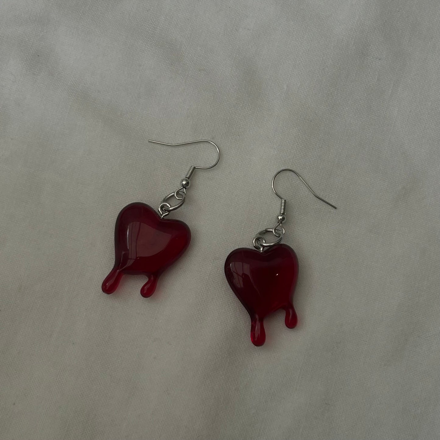 Red gory heart earrings