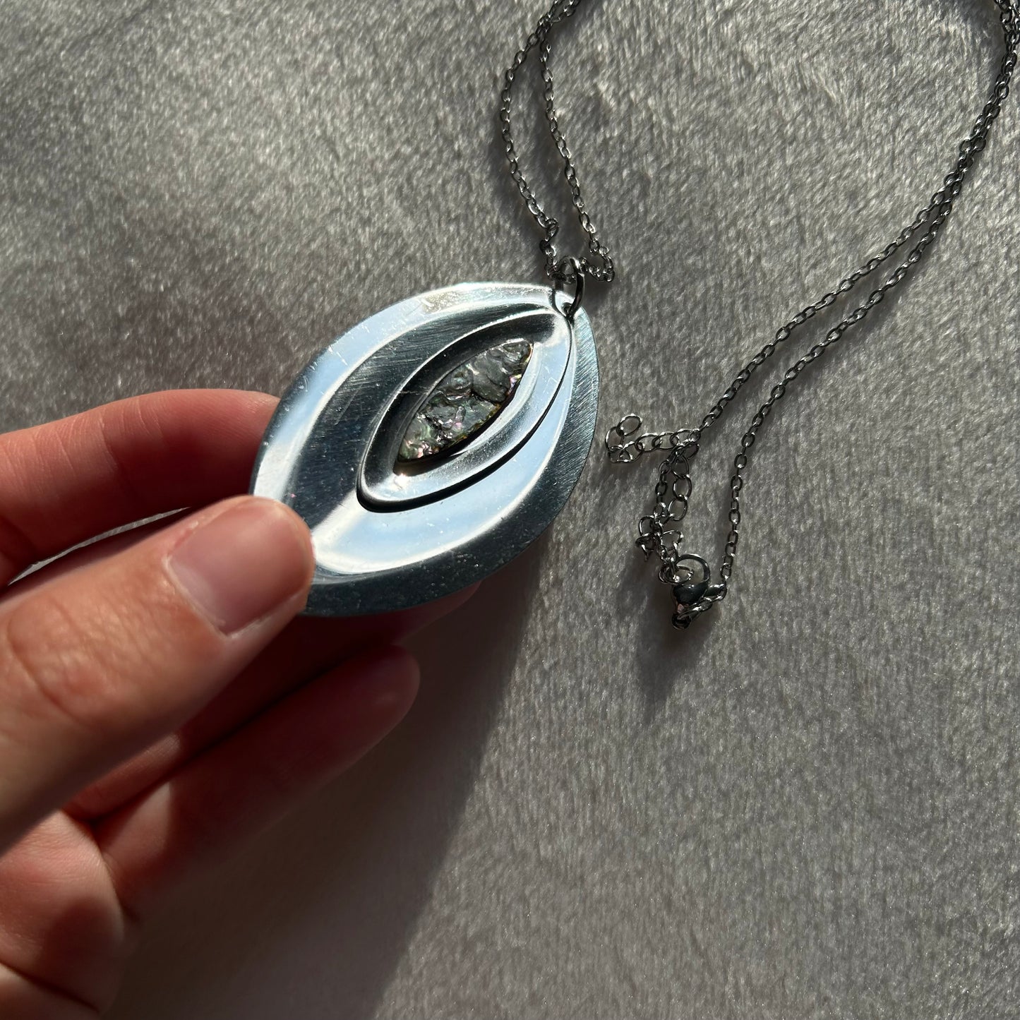 silver paua shell necklace