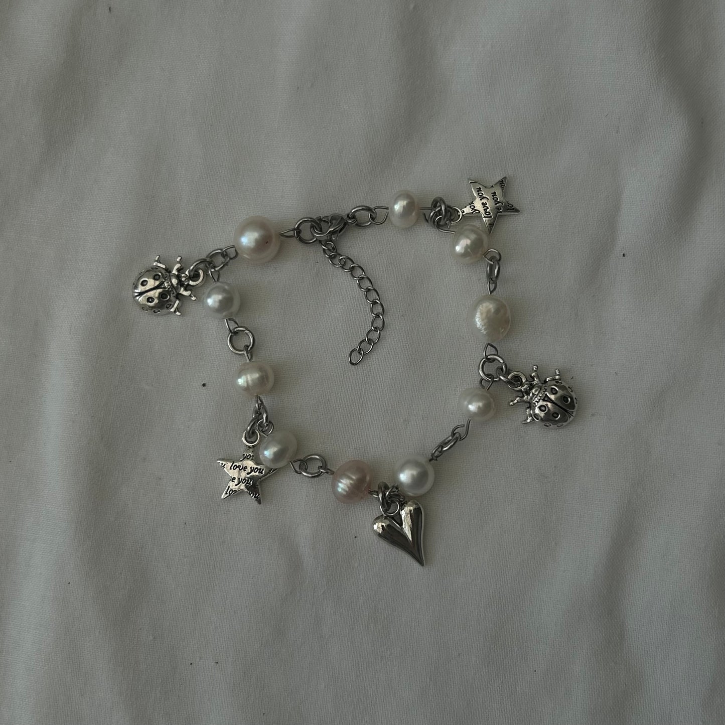 Freshwater pearl love bug bracelets