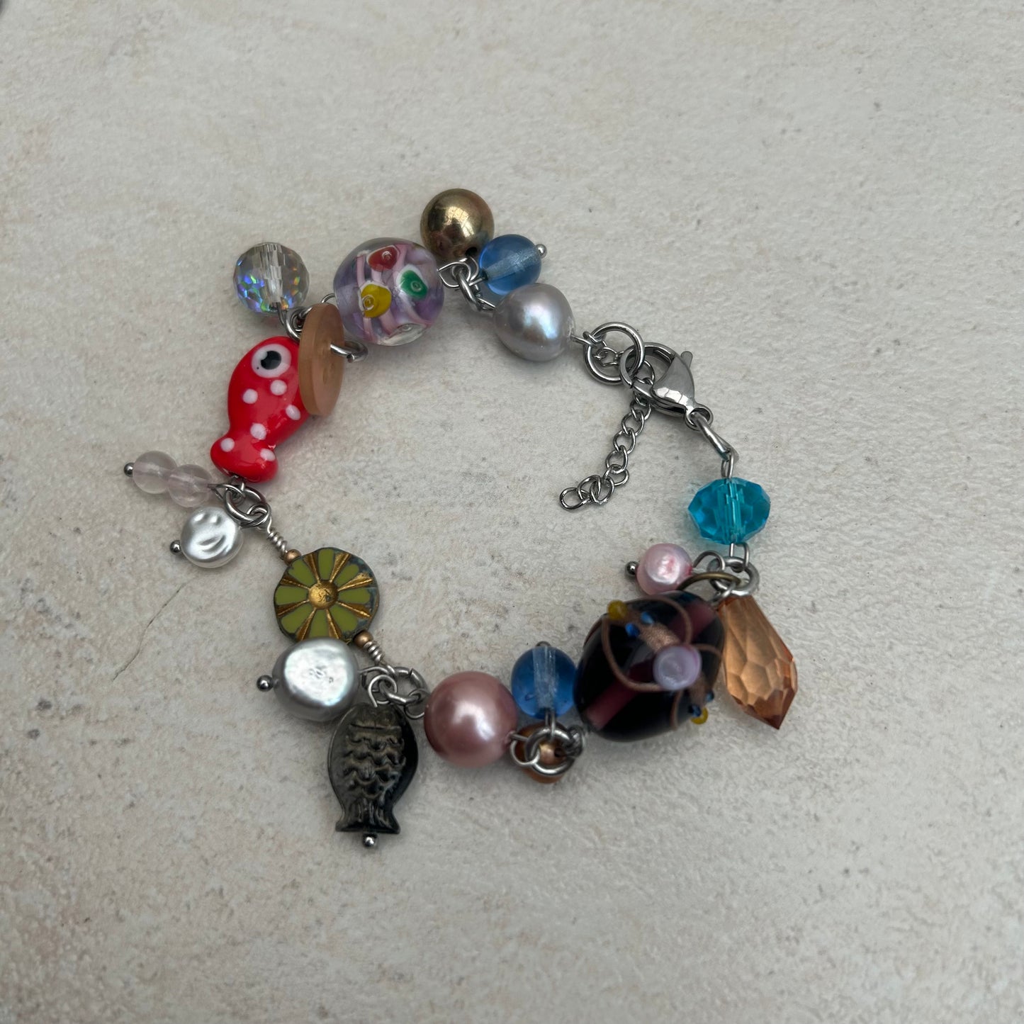 Red polka dot fish bracelet