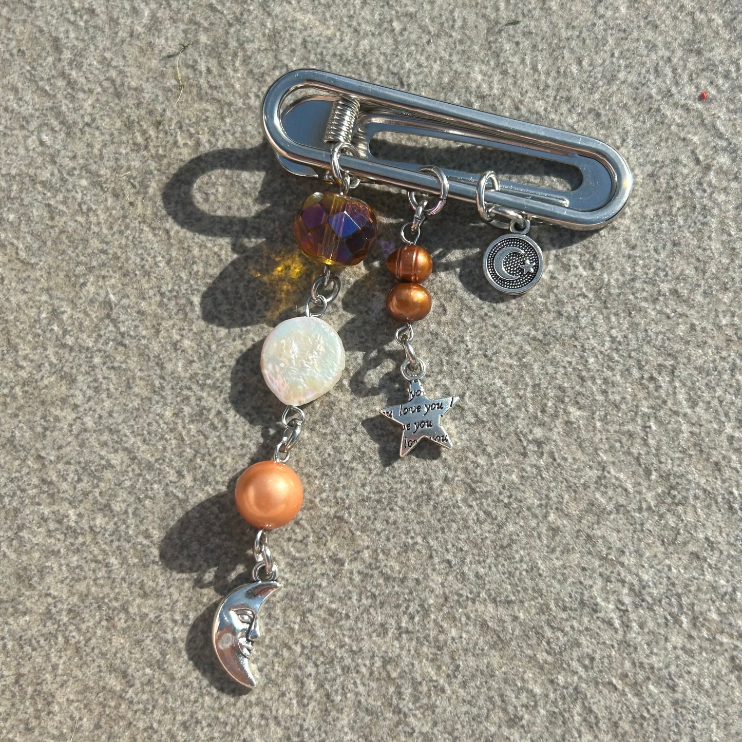 Orange beaded hair clip