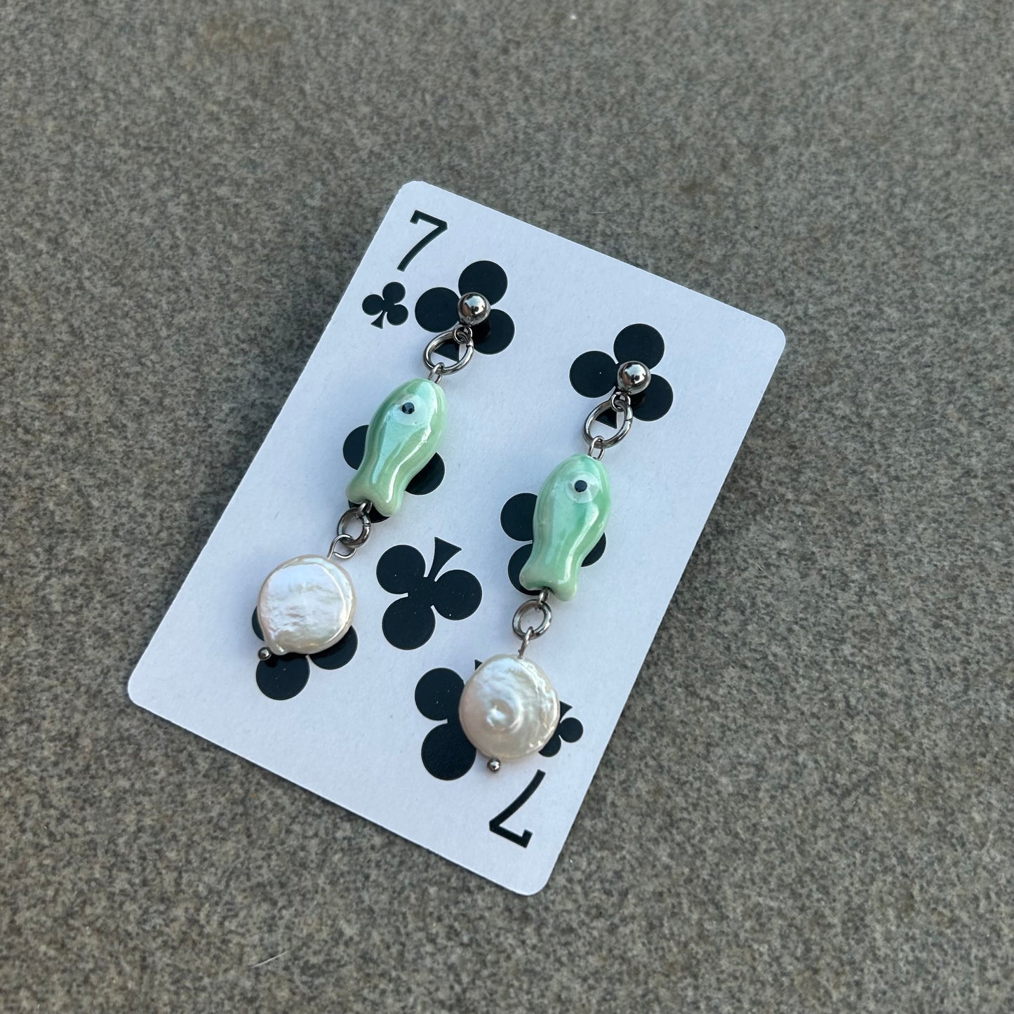 Fish pearl earrings