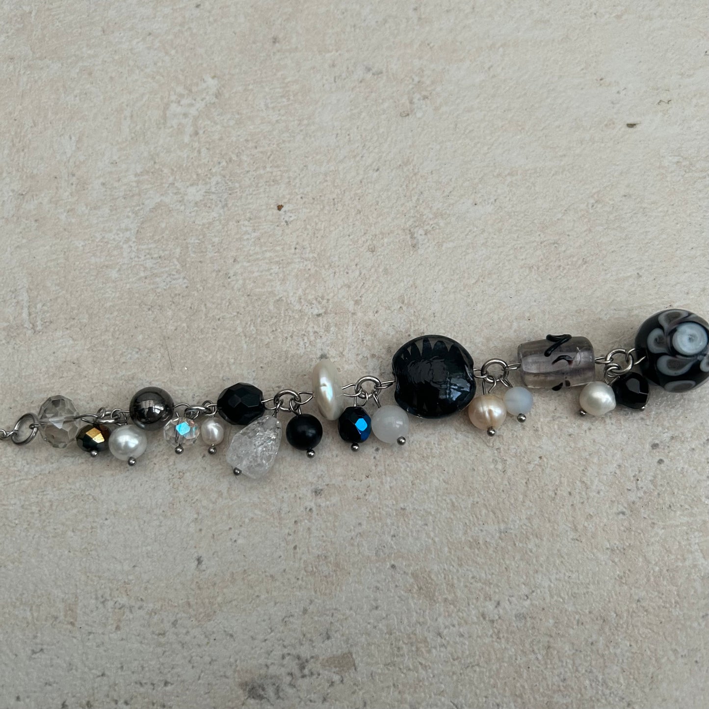 black and white cluster bracelet