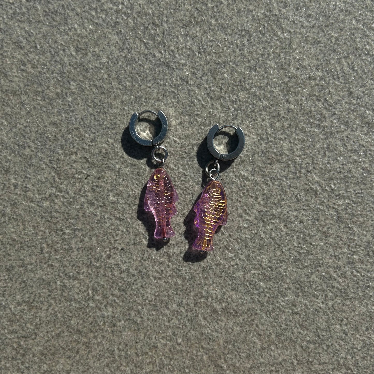 jelly purple fish earrings