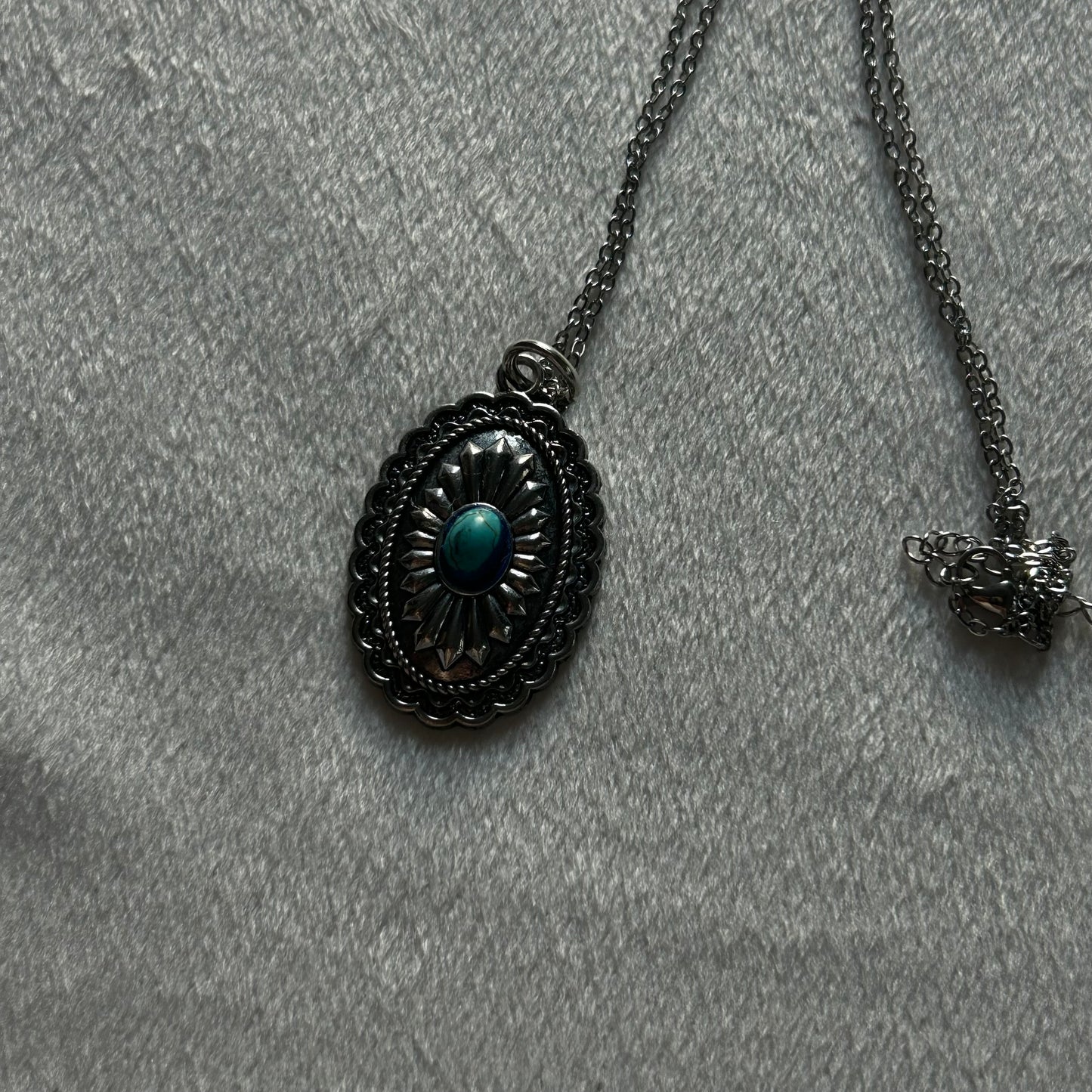 teal imitation stone pendant necklace