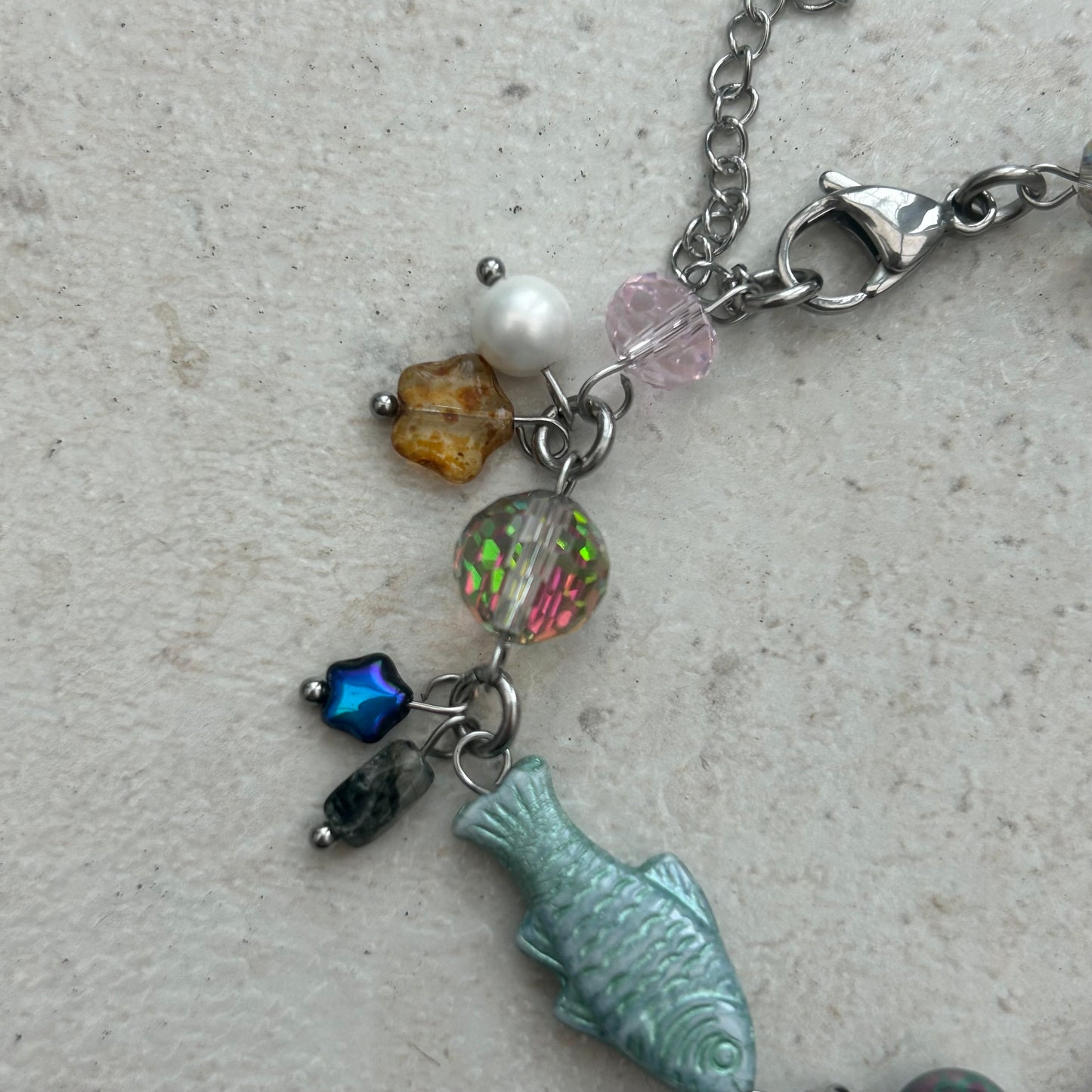 glass fish cluster bracelet