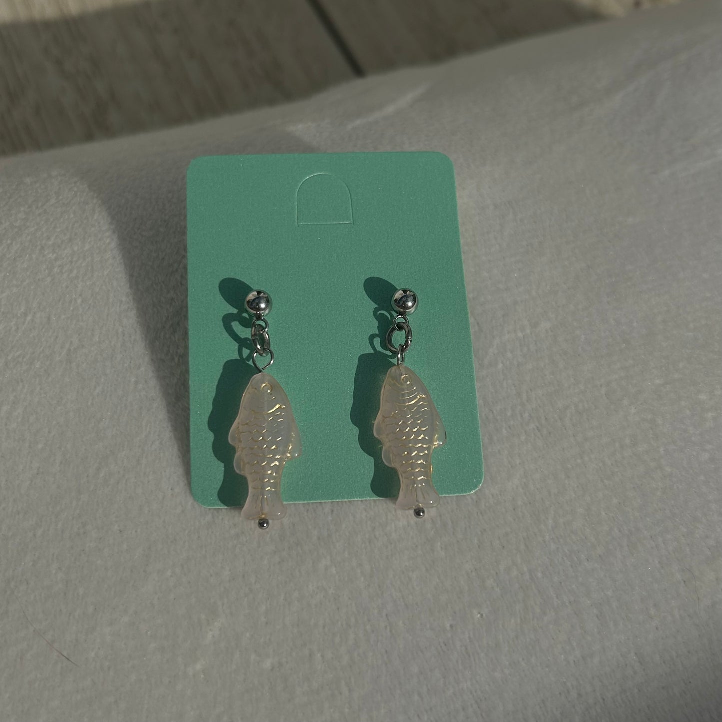 pink salmon stud earrings
