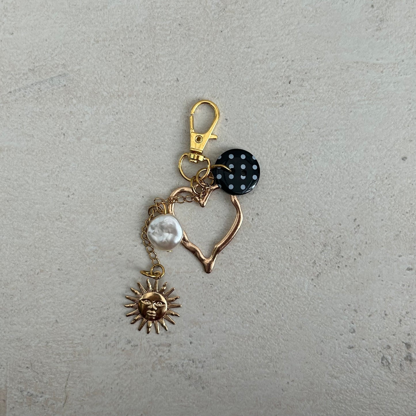 Gold polka dot keyring