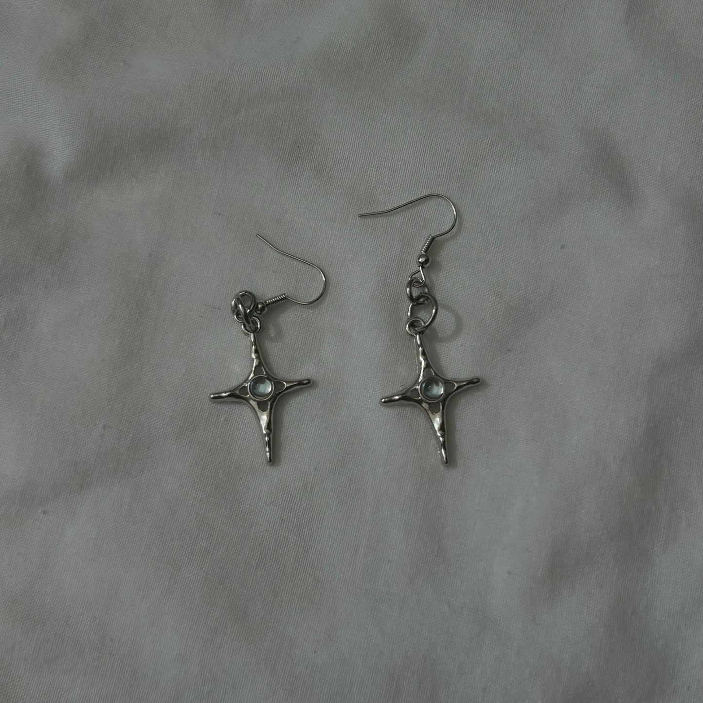 Silver celestial star earrings