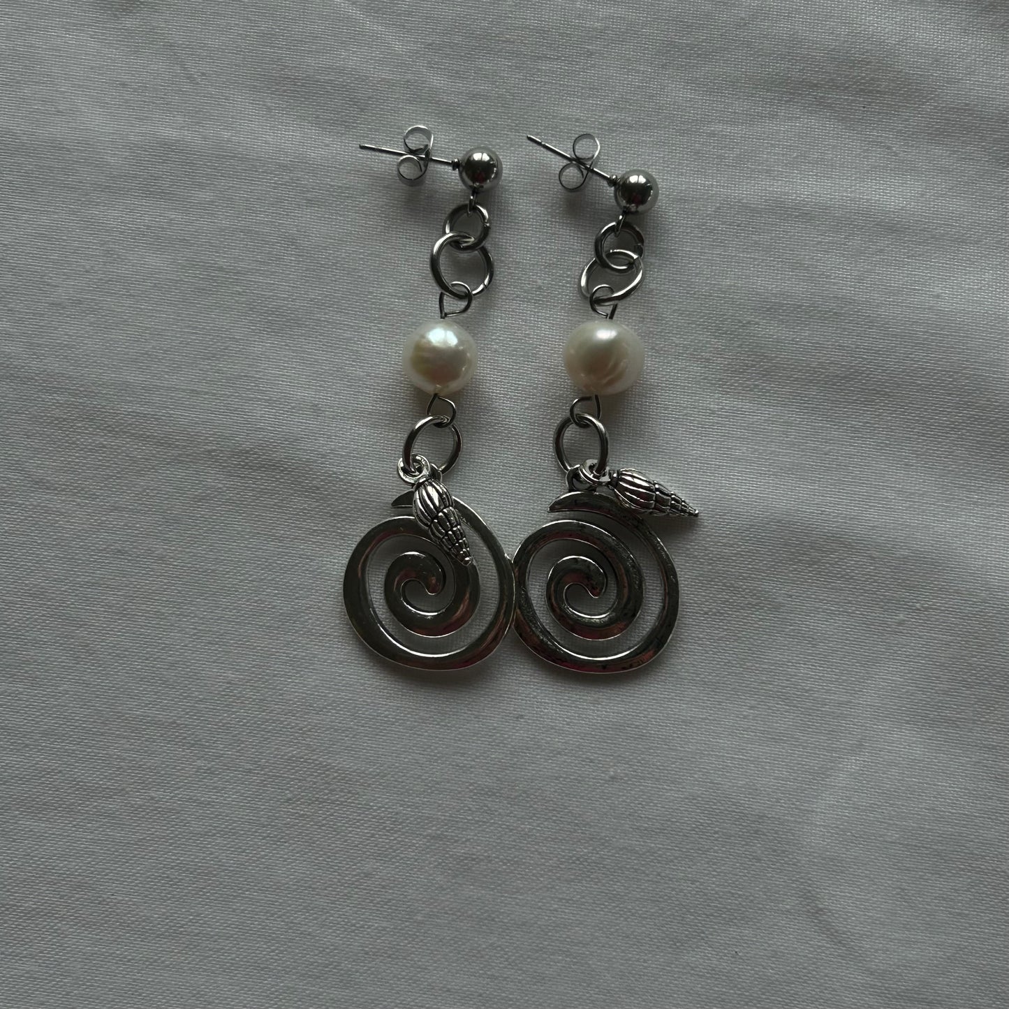 Spiral shell stud earrings