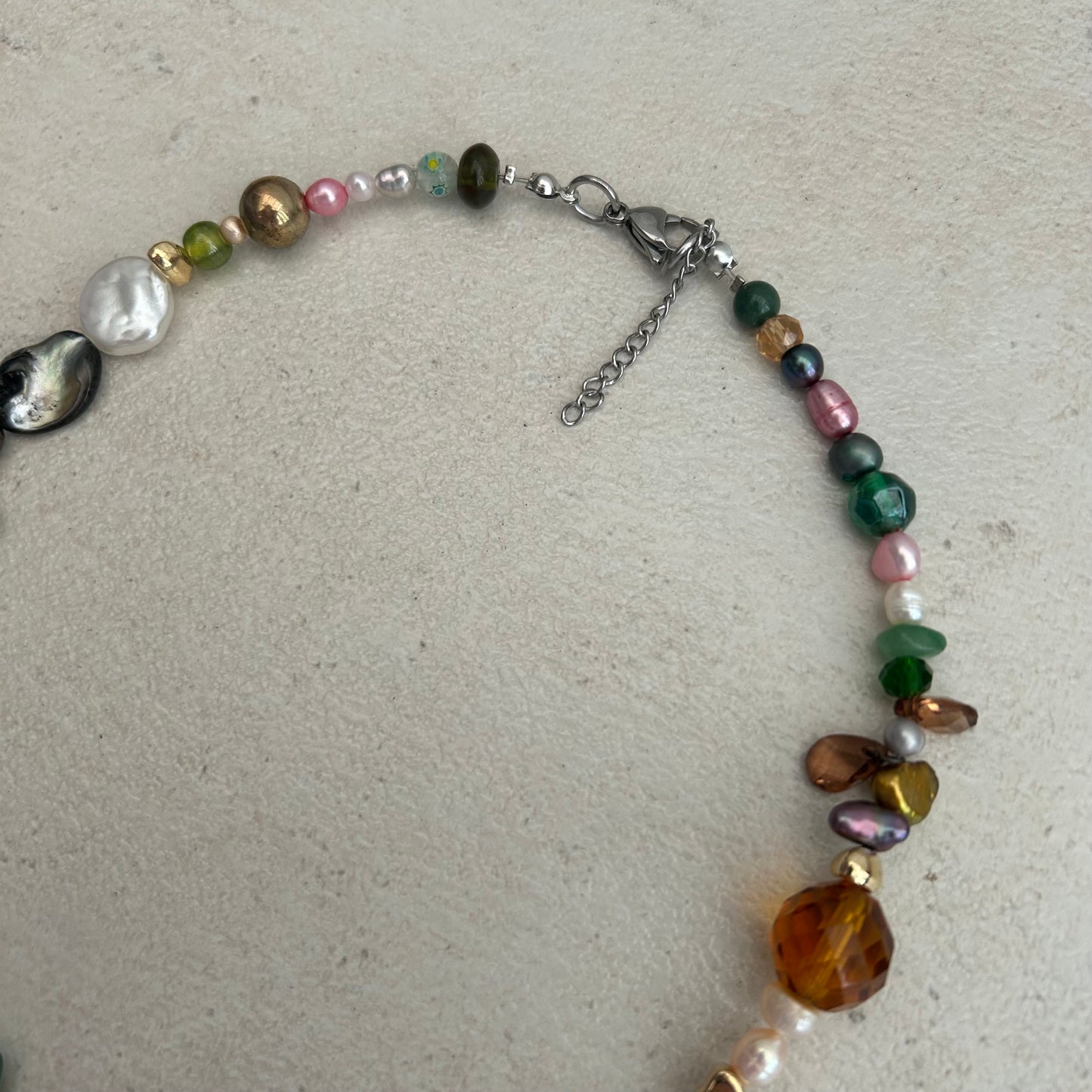 Brown and Green beaded necklace