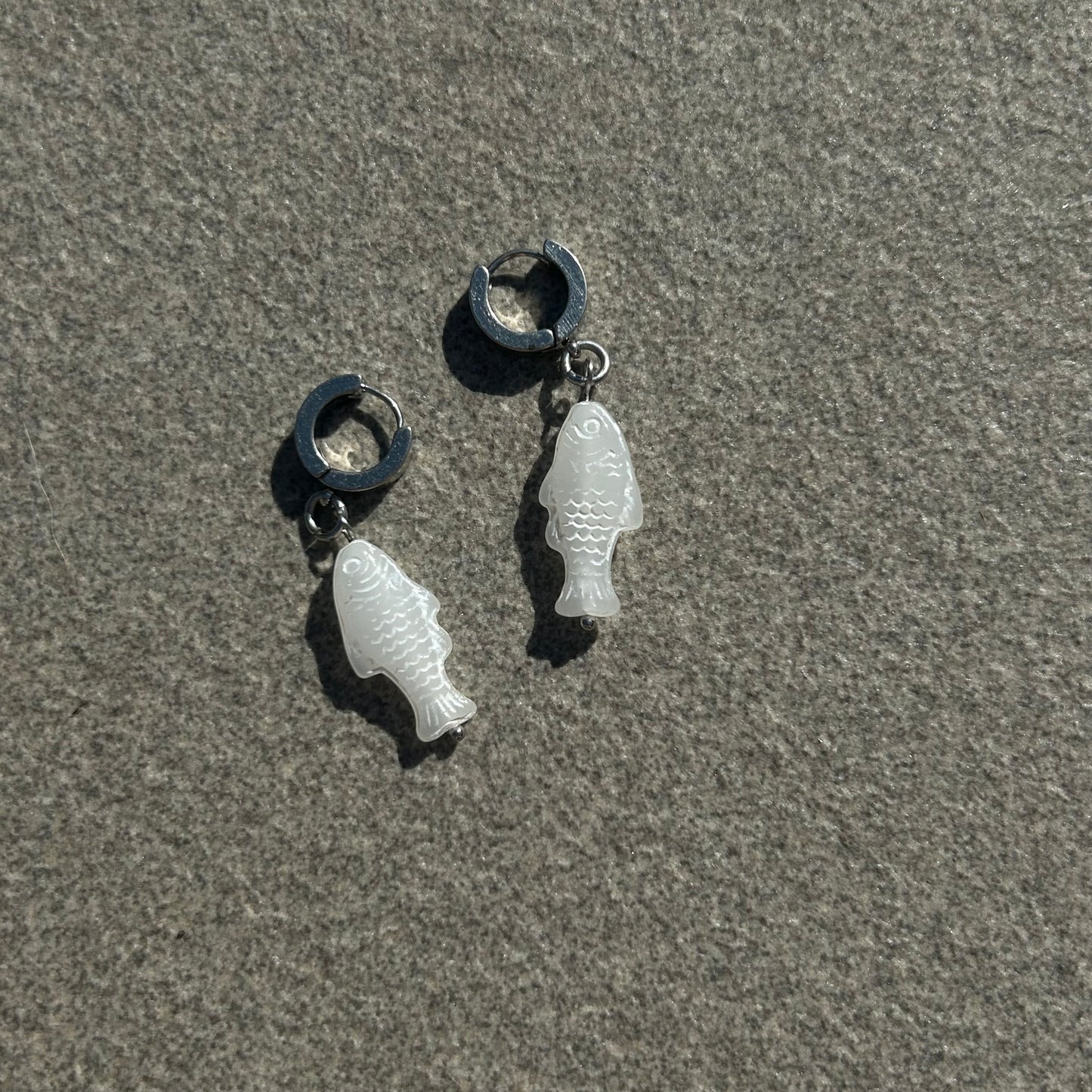 chalk white fish earirngs