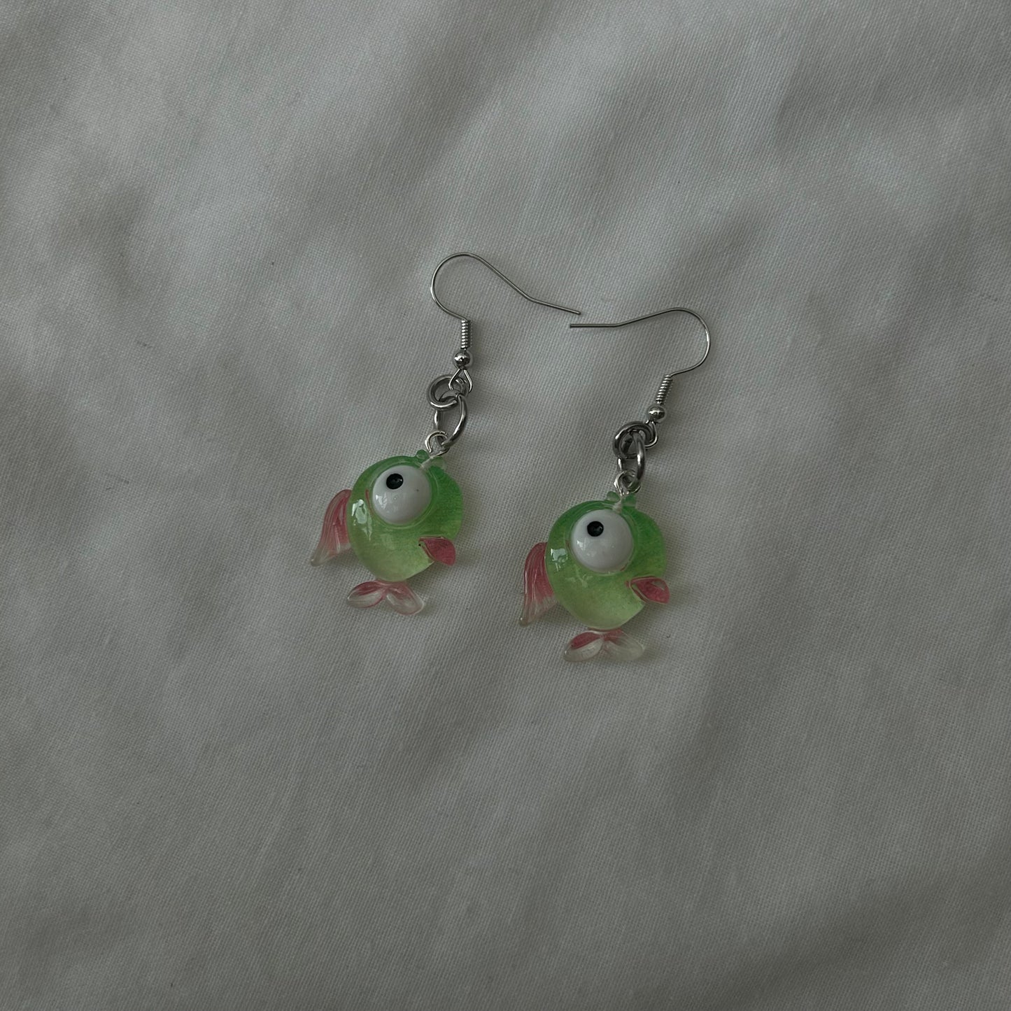 Acrylic green fish earrings