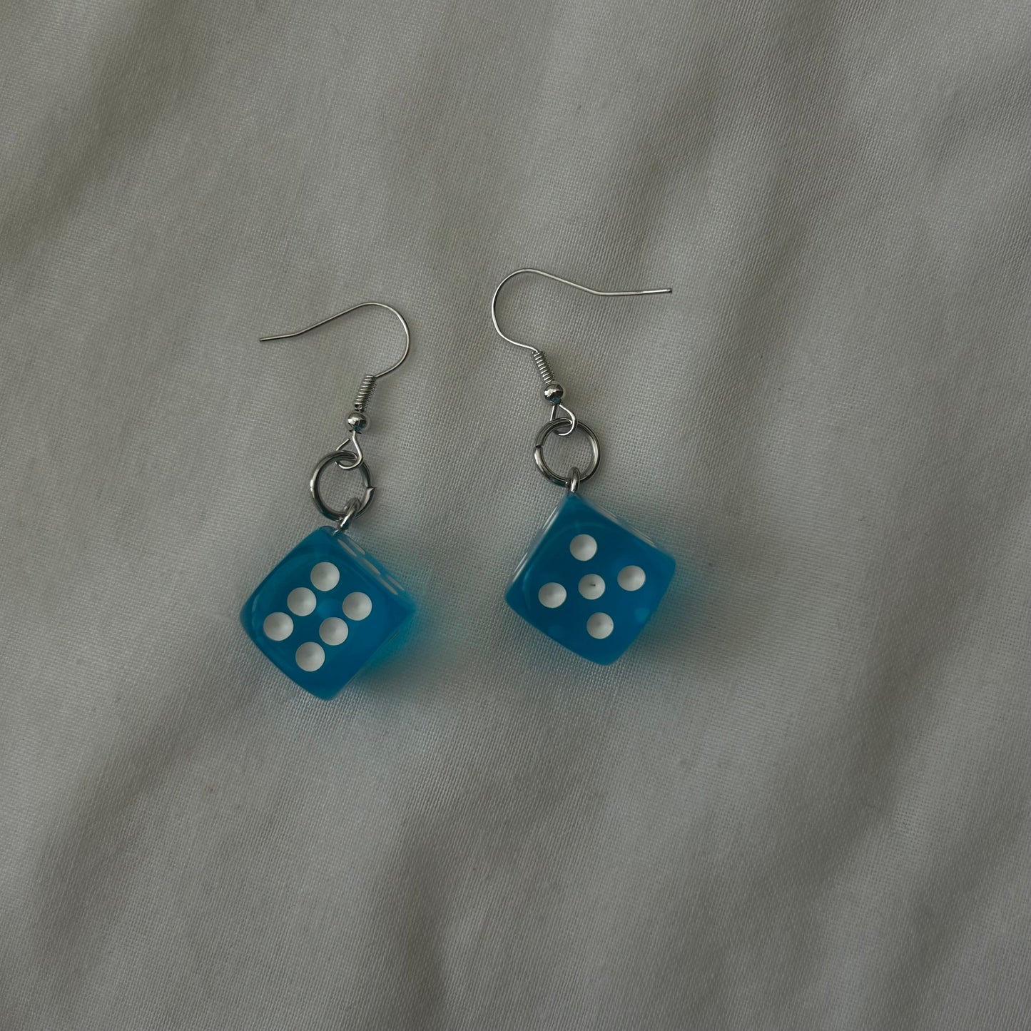 Blue dice earrings