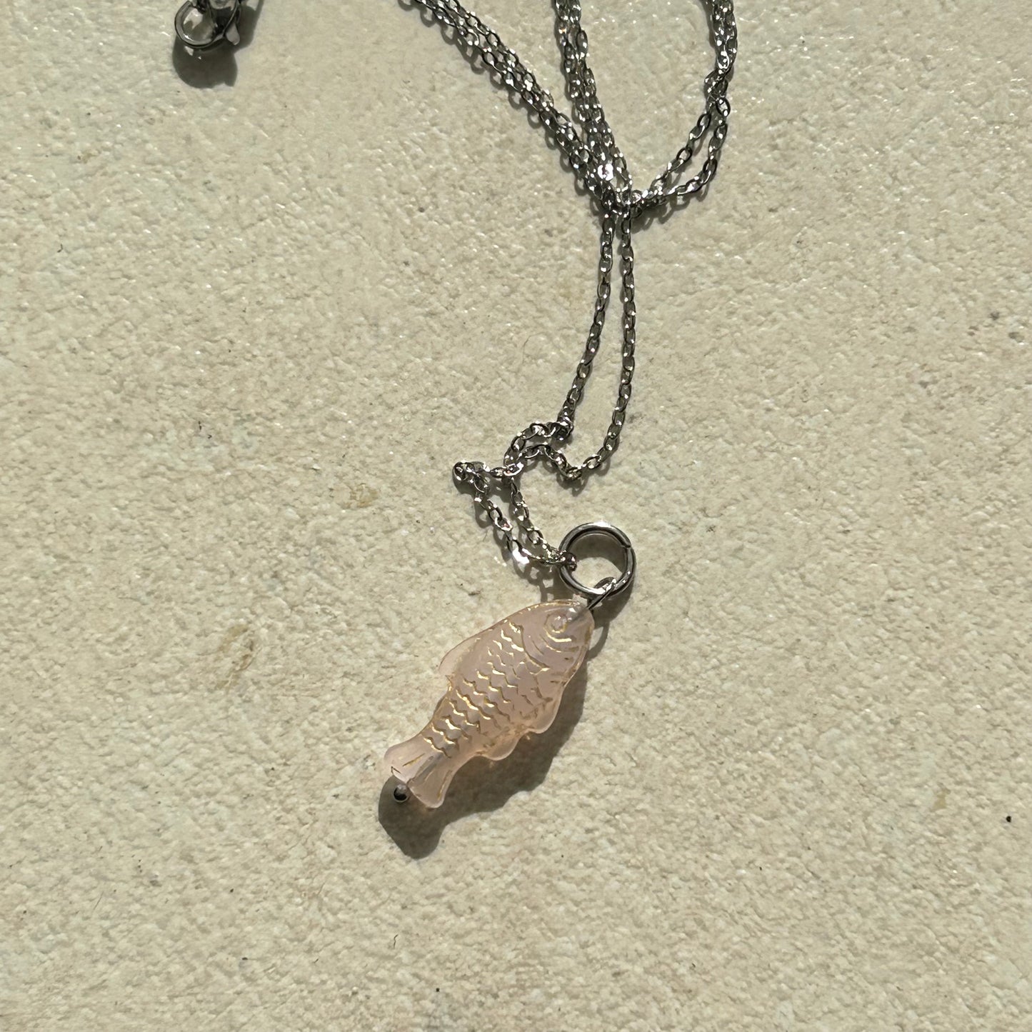 Pink salmon fish necklace