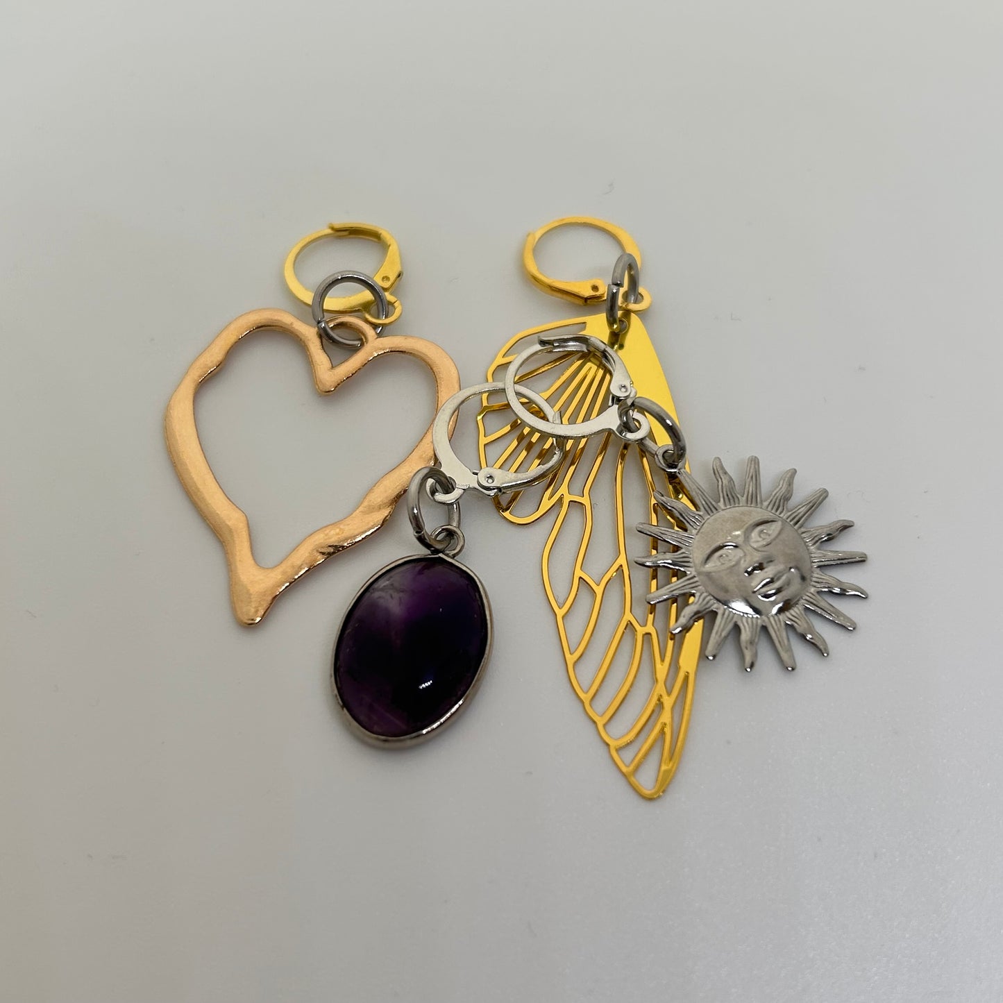 Mixed silver and gold bag charms