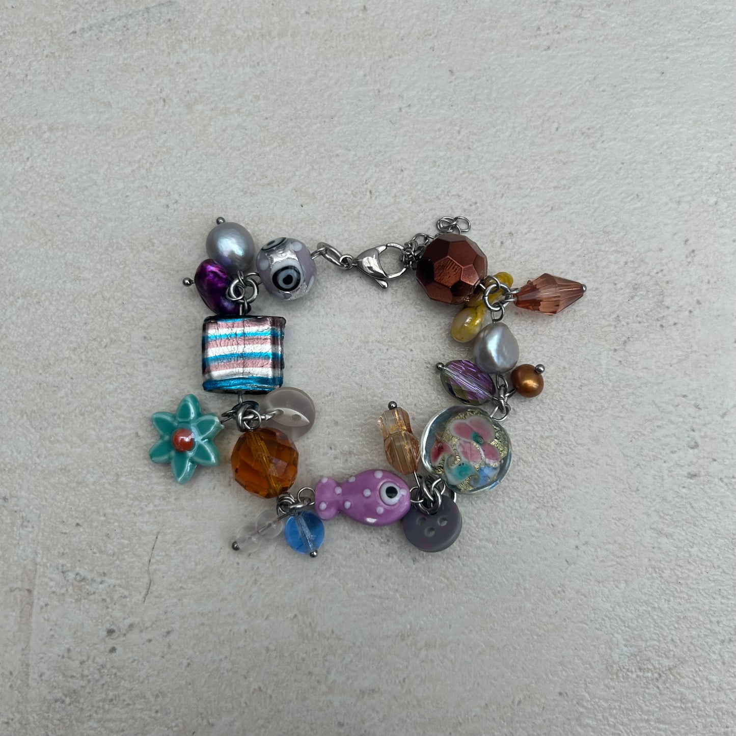 Purple polka dot fish bracelet