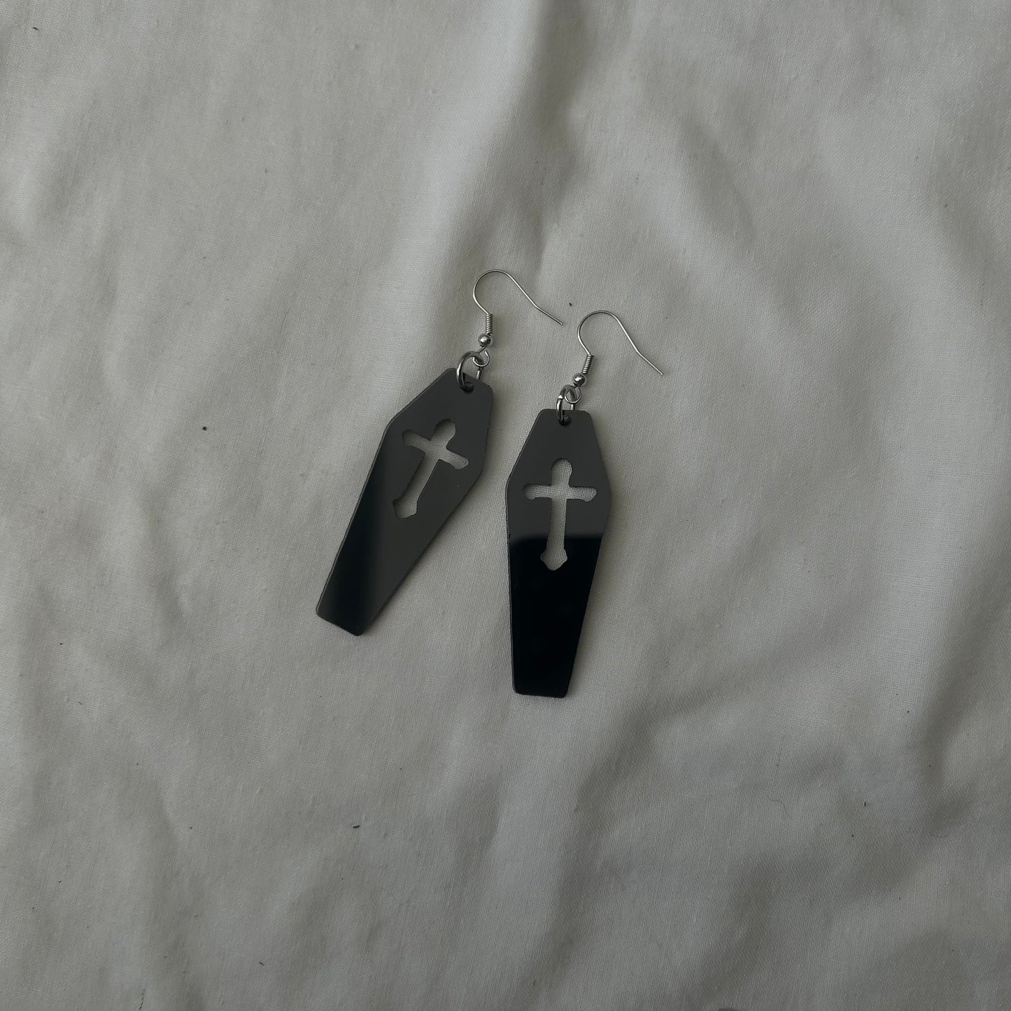 Coffin acrylic black earrings
