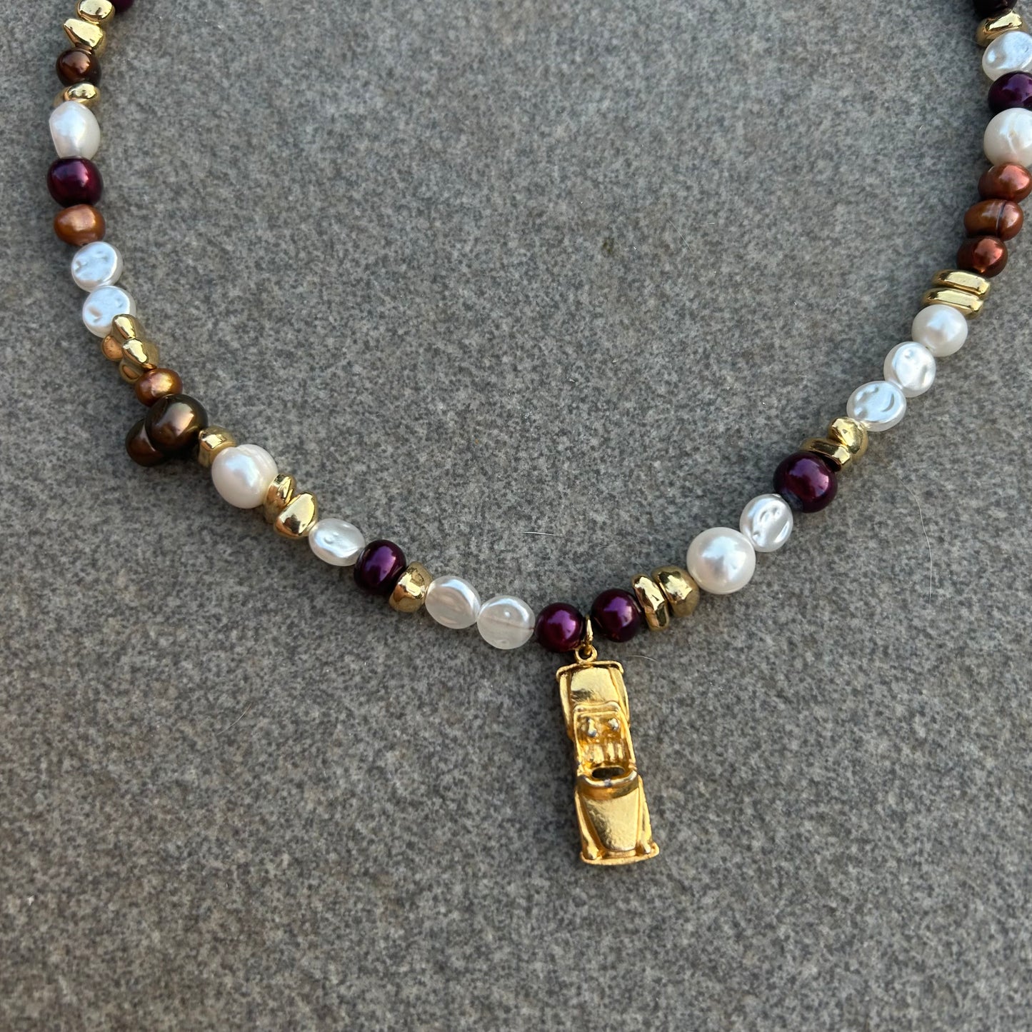 Freshwater pearl car necklace
