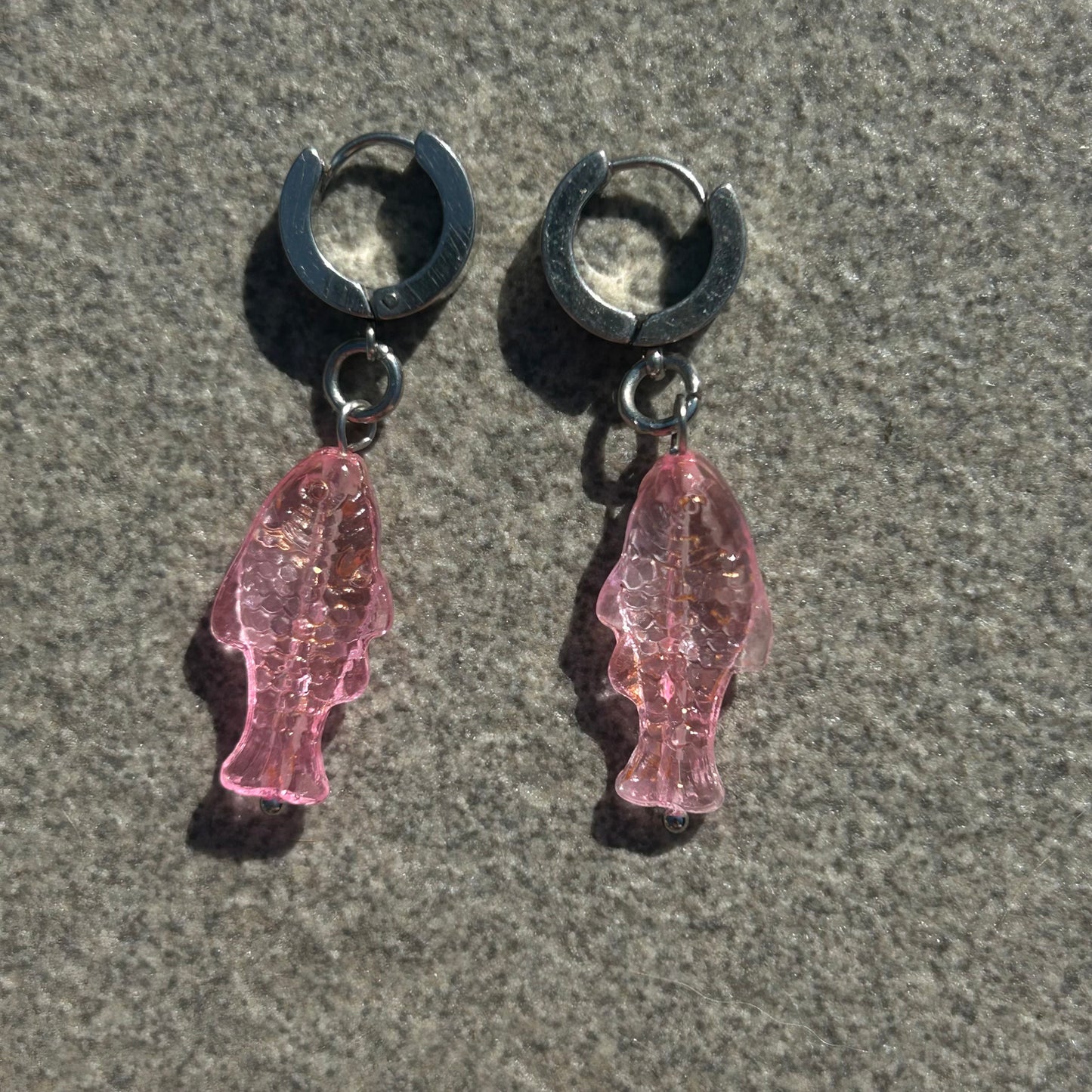 jelly pink fish earrings