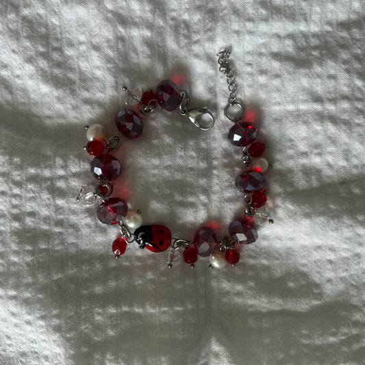 Ladybug glass bracelet