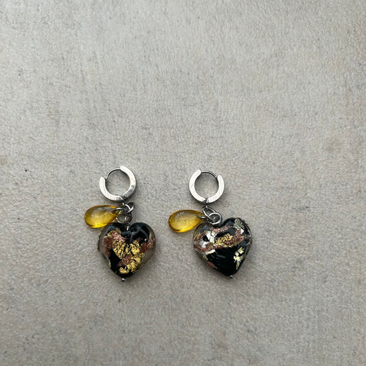 Little glass heart earrings