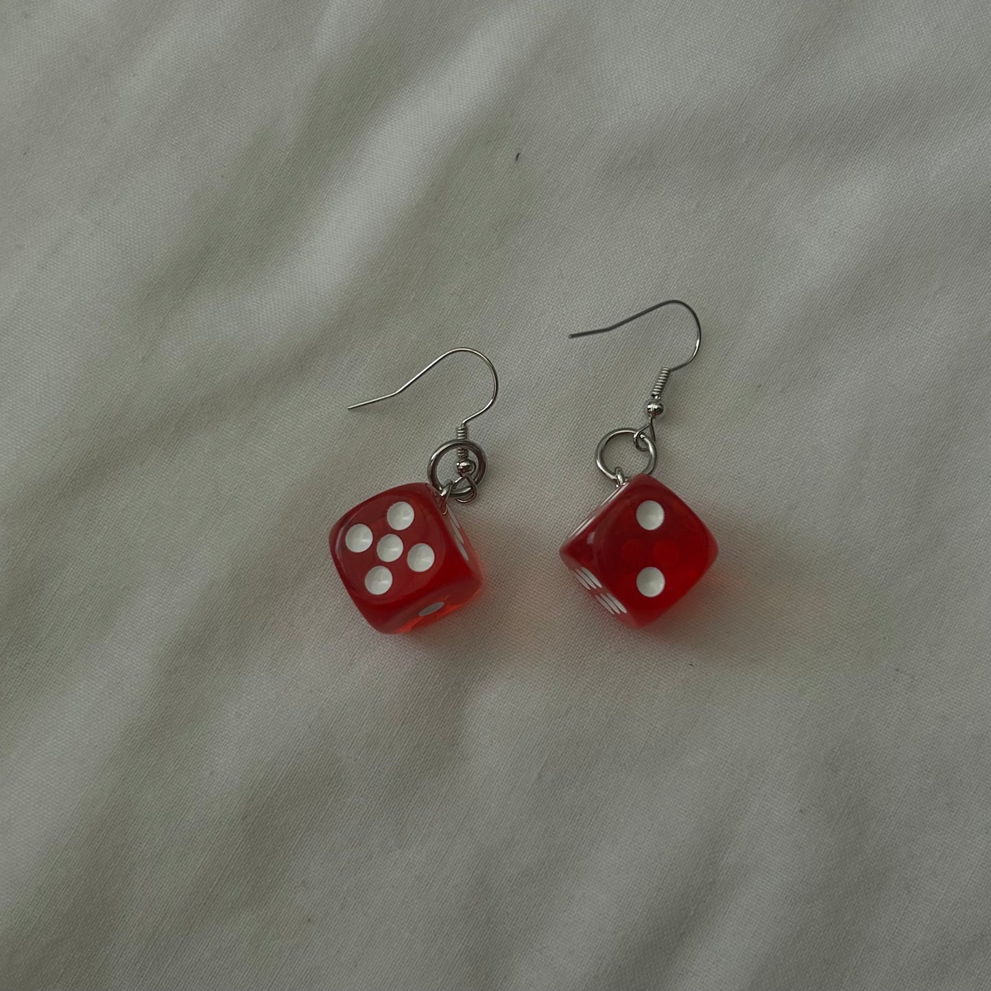 Red dice earrings