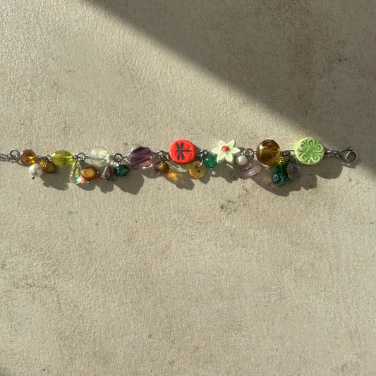 nature glass cluster clutter bracelet