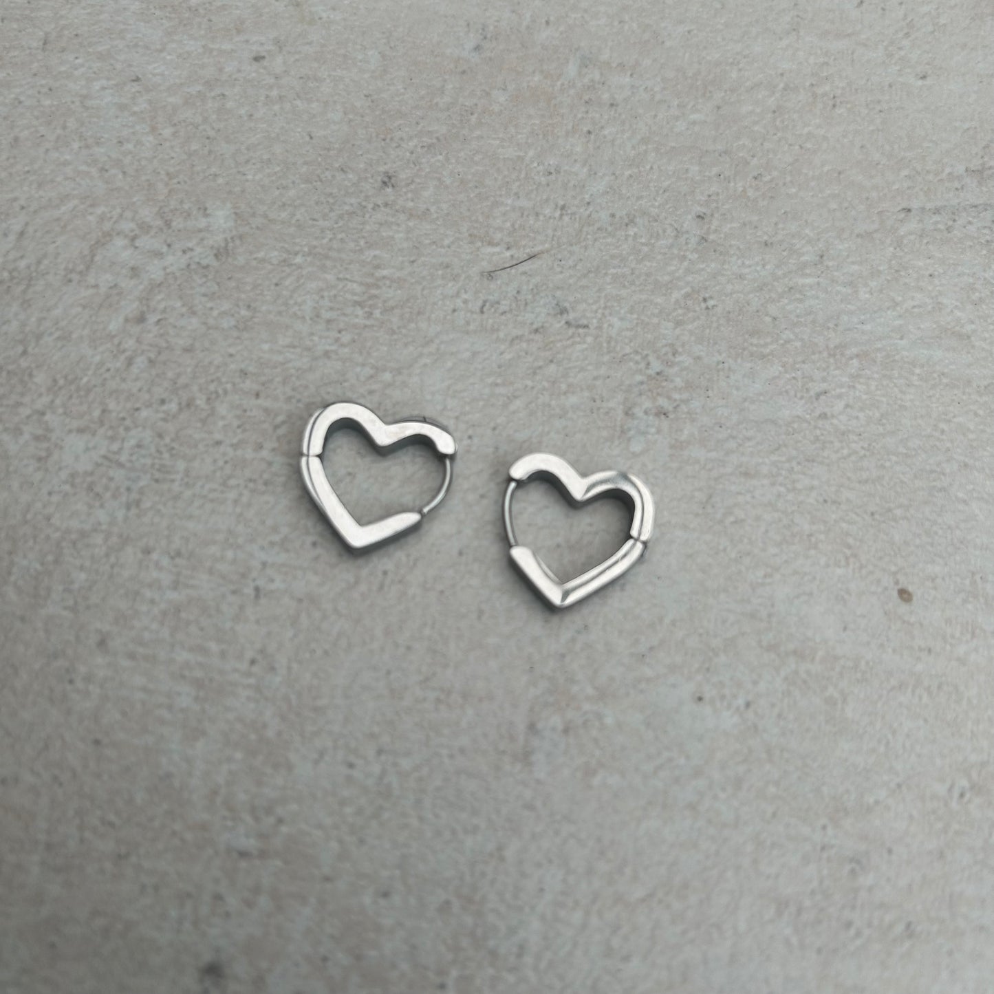 stainless steel huggie hearts