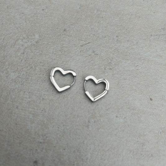 stainless steel huggie hearts