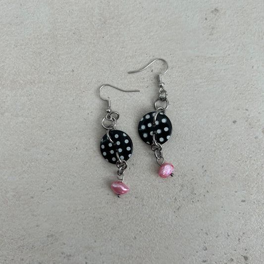 Silver polka dot earrings