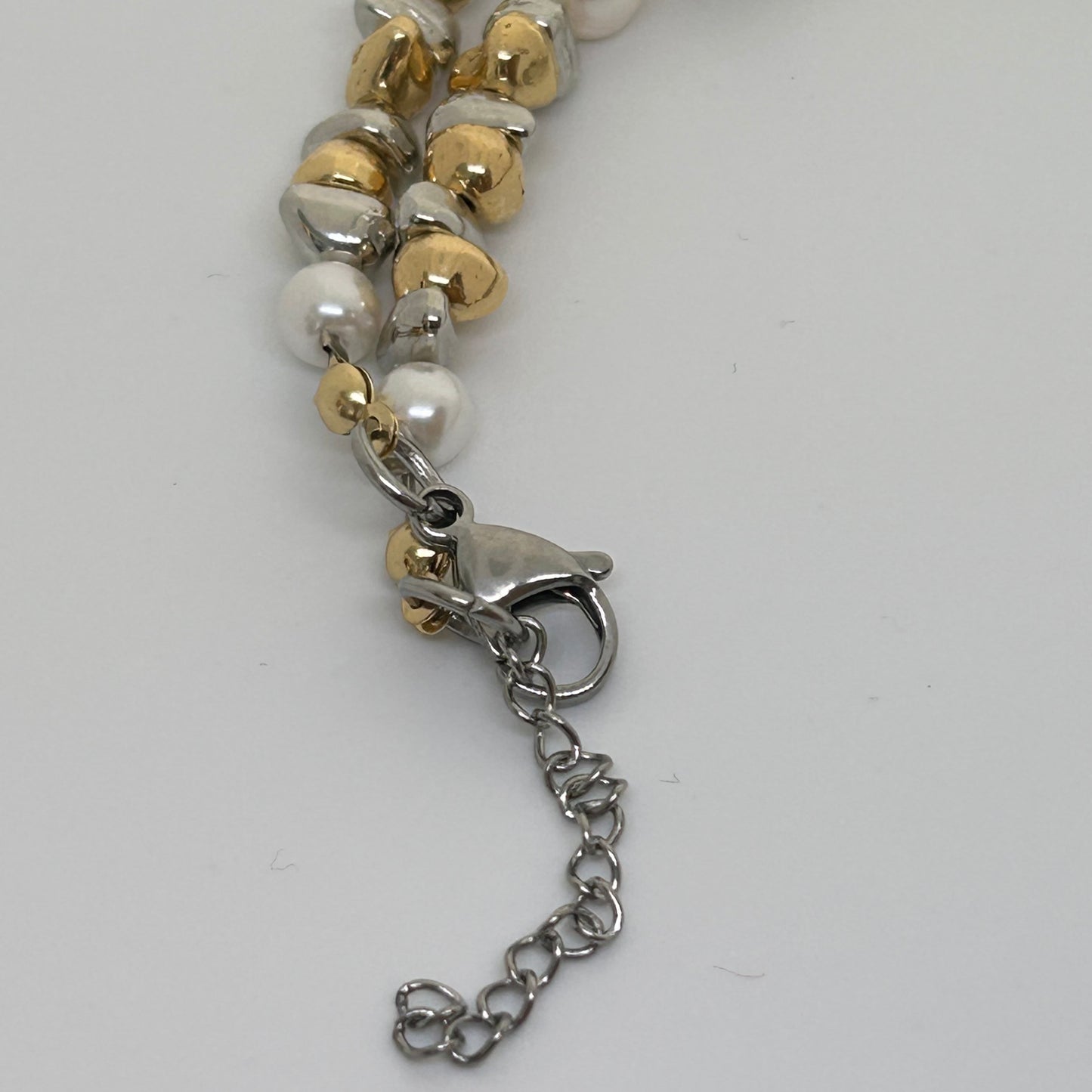 Mixed metal gold & silver beaded necklace