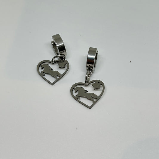 Stainless steel horse huggie earrings