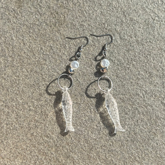 Acrylic beaded fish earrings