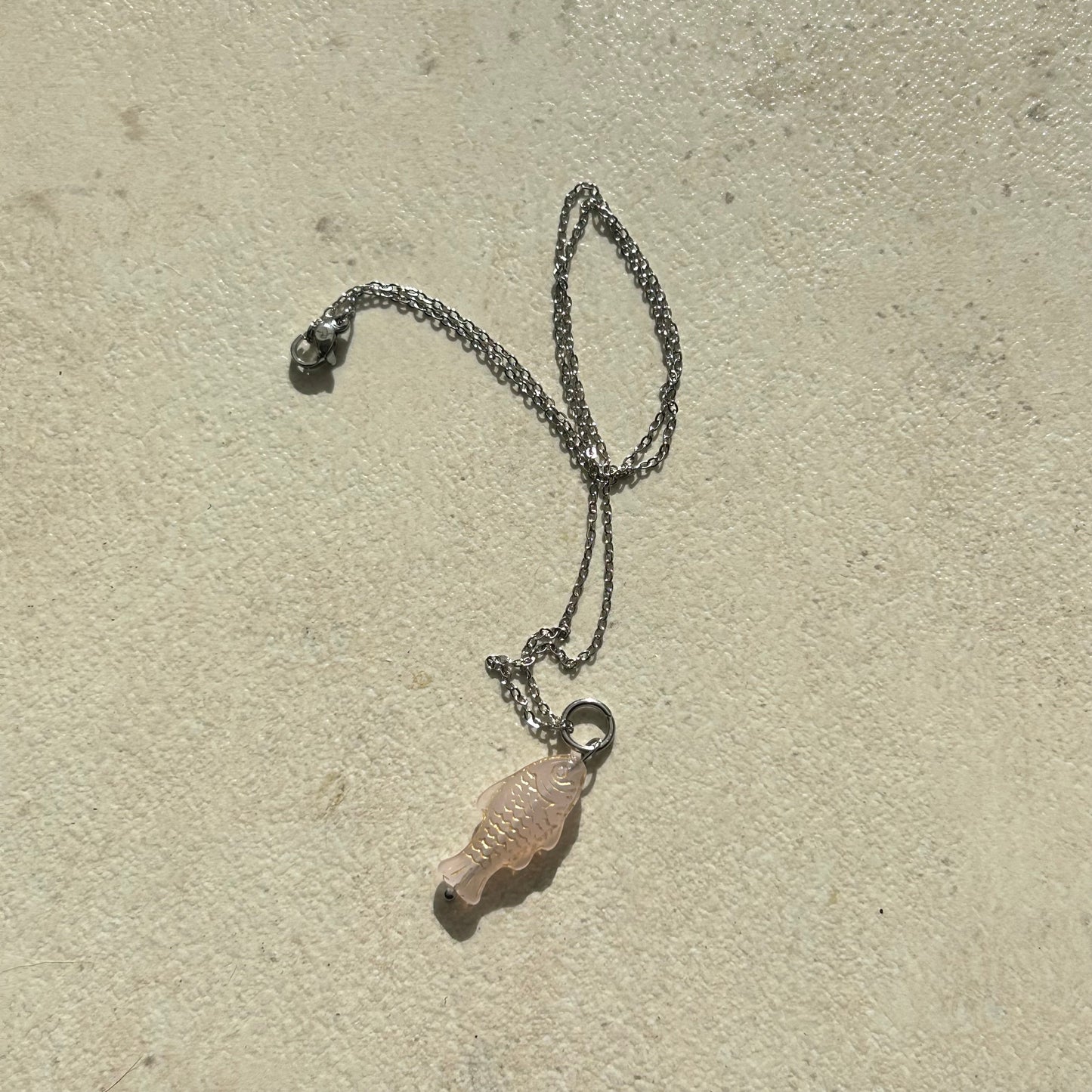 Pink salmon fish necklace