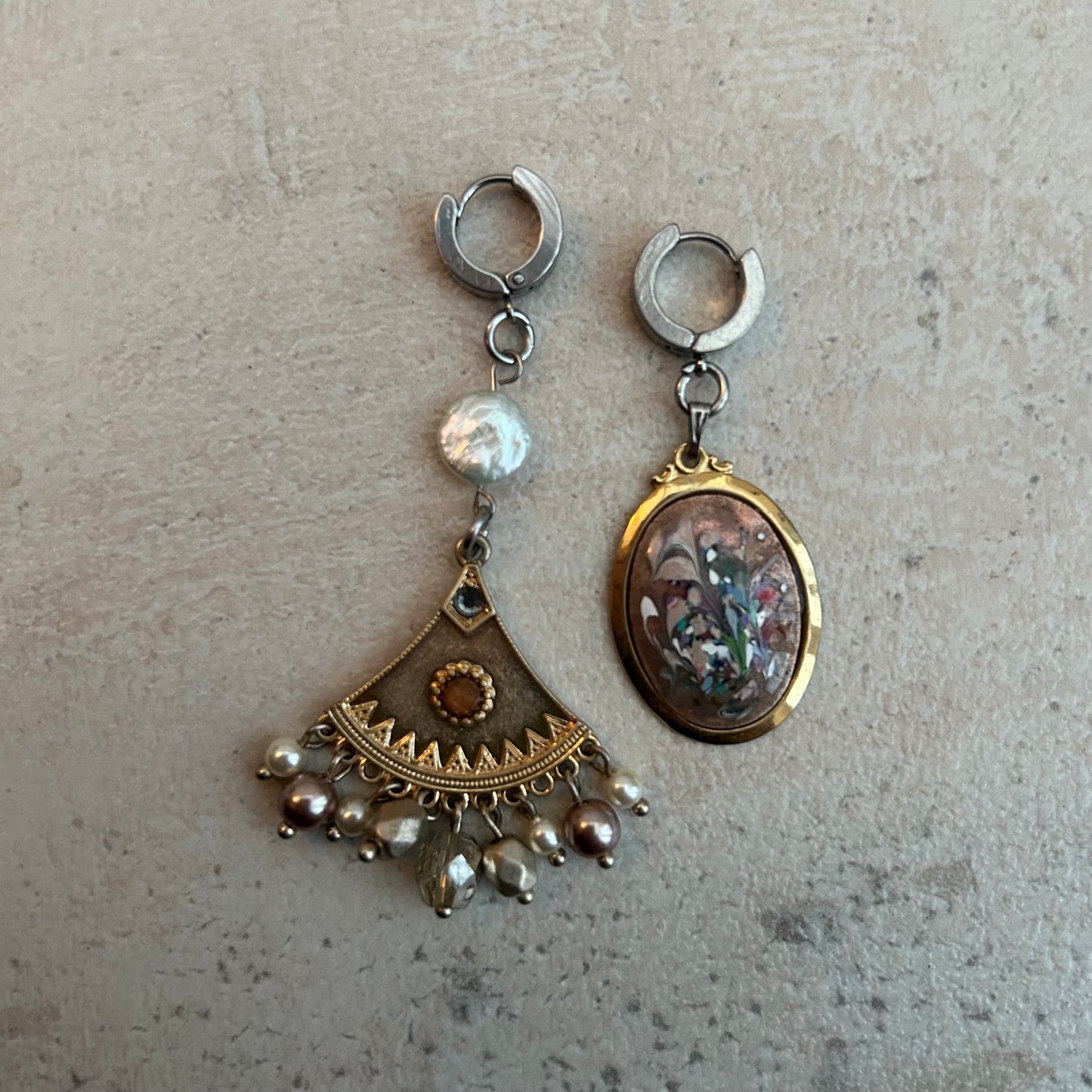 Stainless steel mixed charm earrings