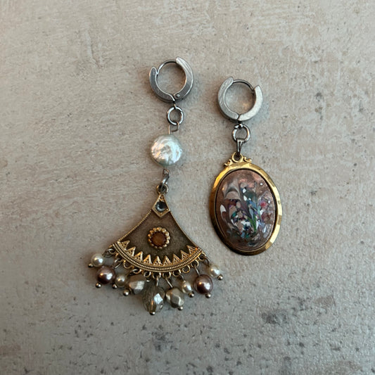 Stainless steel mixed charm earrings