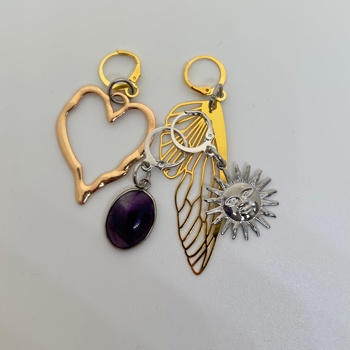 Mixed silver and gold bag charms