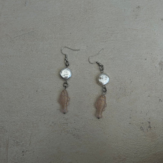 Pink fish earrings