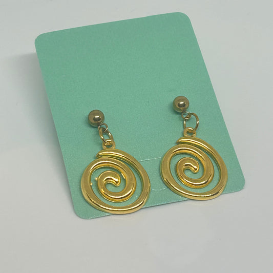 Gold stud swirl earrings