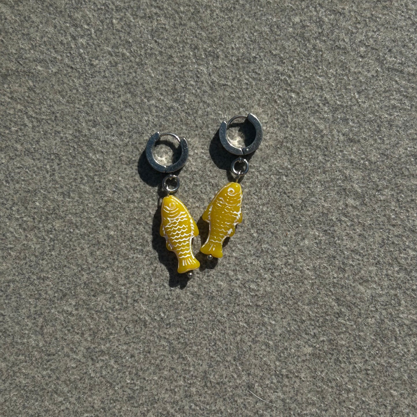 chalk yellow fish earrings
