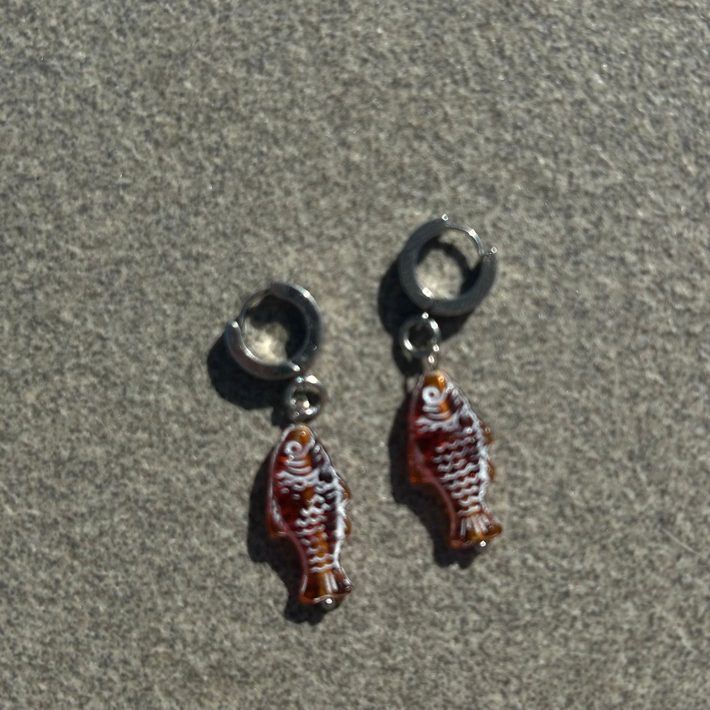 jelly brown fish earrings