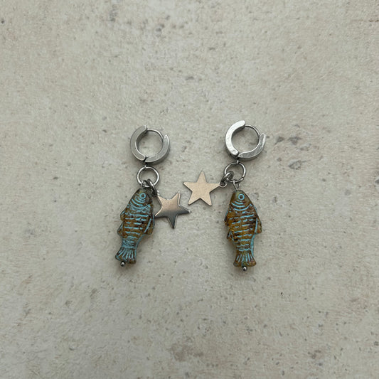 ammonite fish earrings