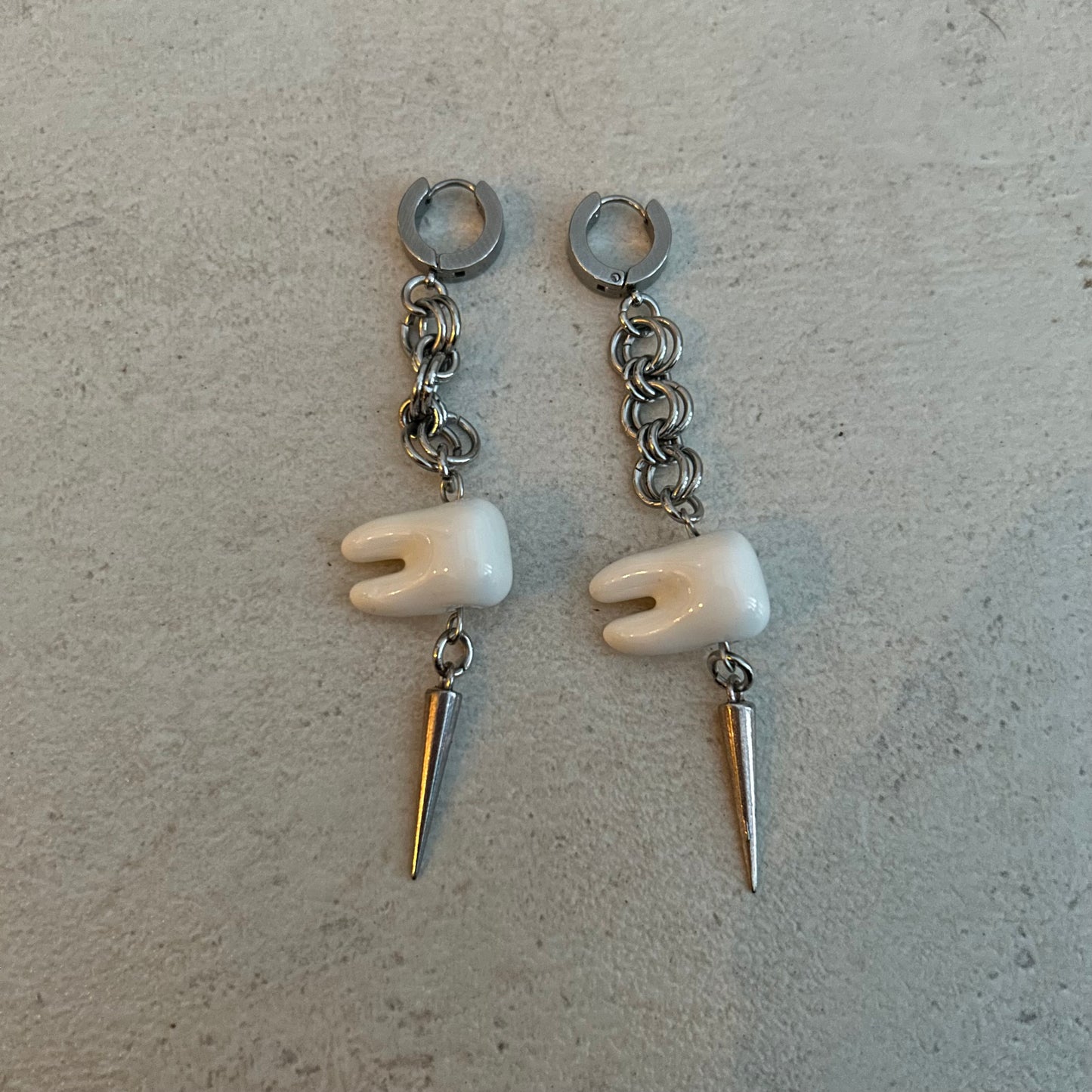 Chainmail ceramic stainless steel earrings