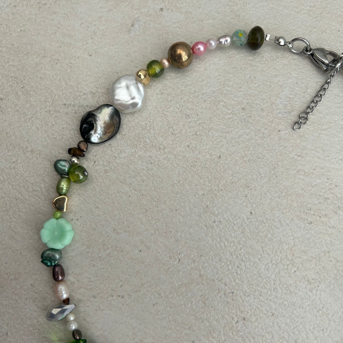 Brown and Green beaded necklace