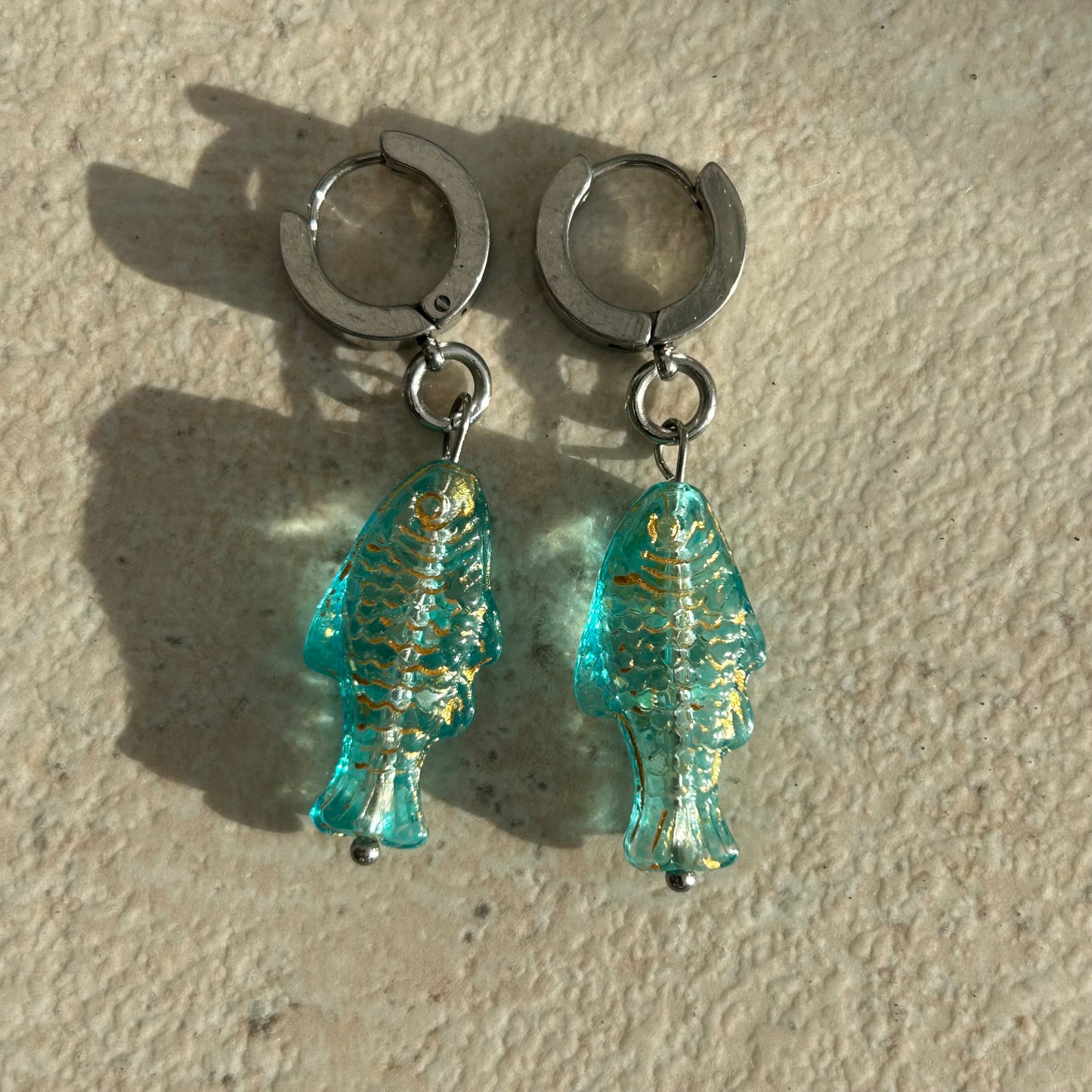 Blue salmon earrings