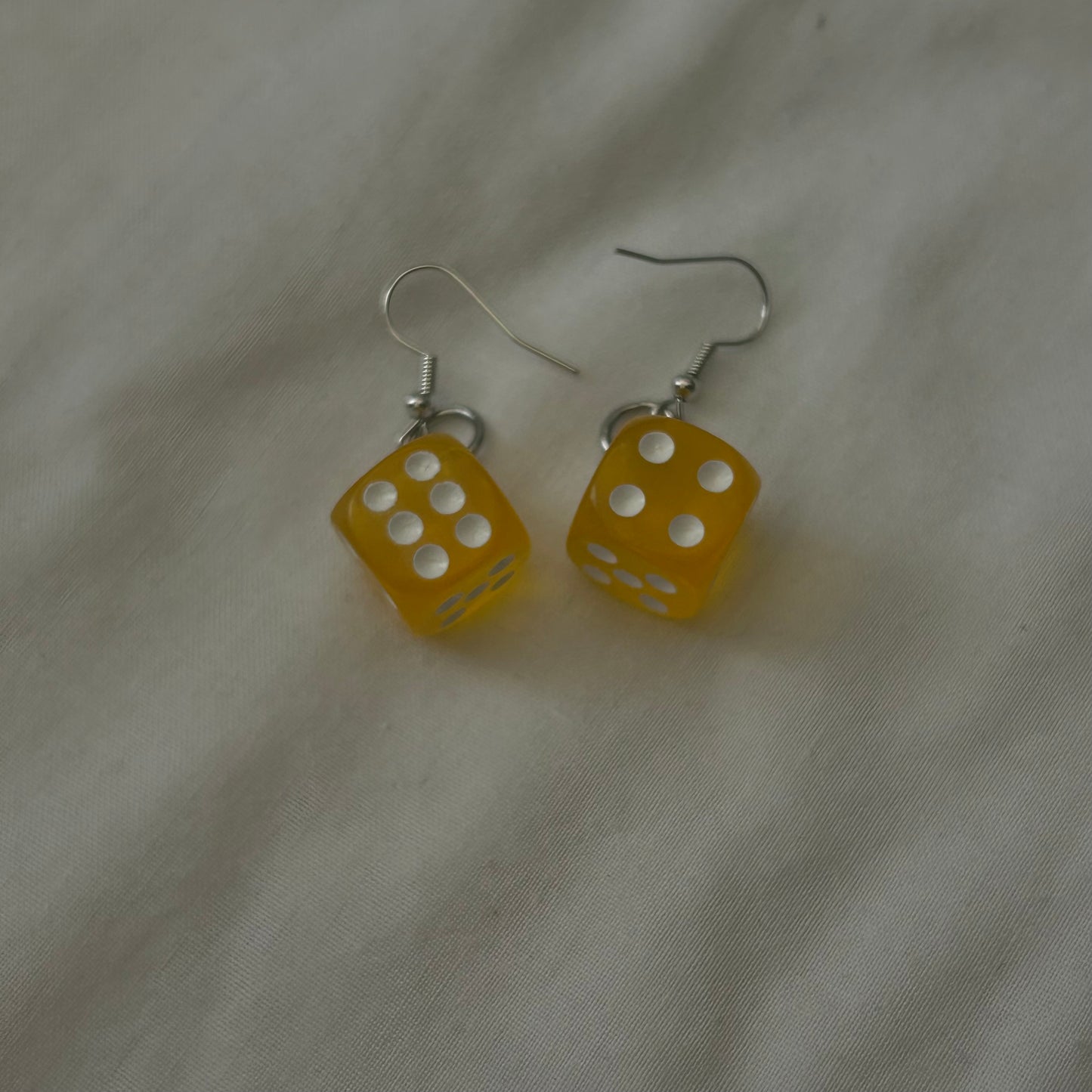 Yellow dice earrings